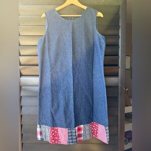 Karen Scott Cotton Denim Sleeveless Dress Size Large Vintage Americana